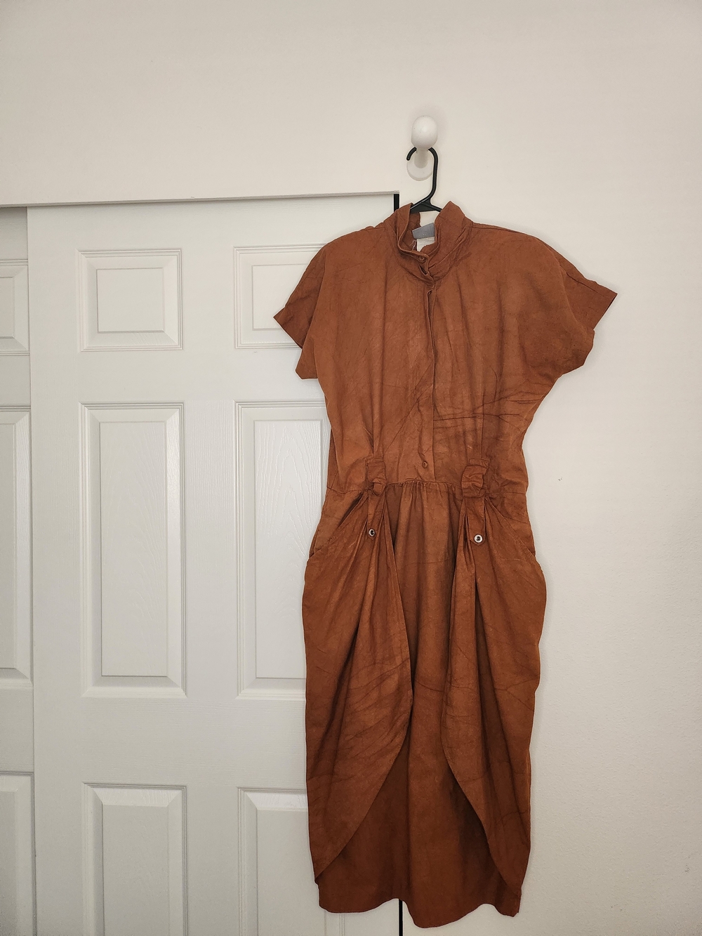Rabbit Rabbit Rabbit Design Rust Cotton Slub Midi Dress Avant Garde Size 14